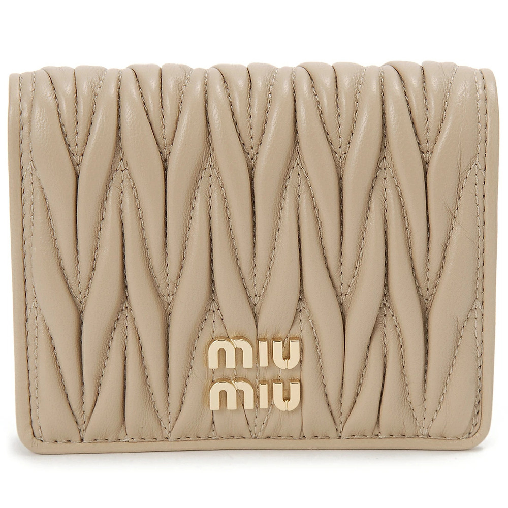leather on the upper right front Miu Miu bi fold wallet